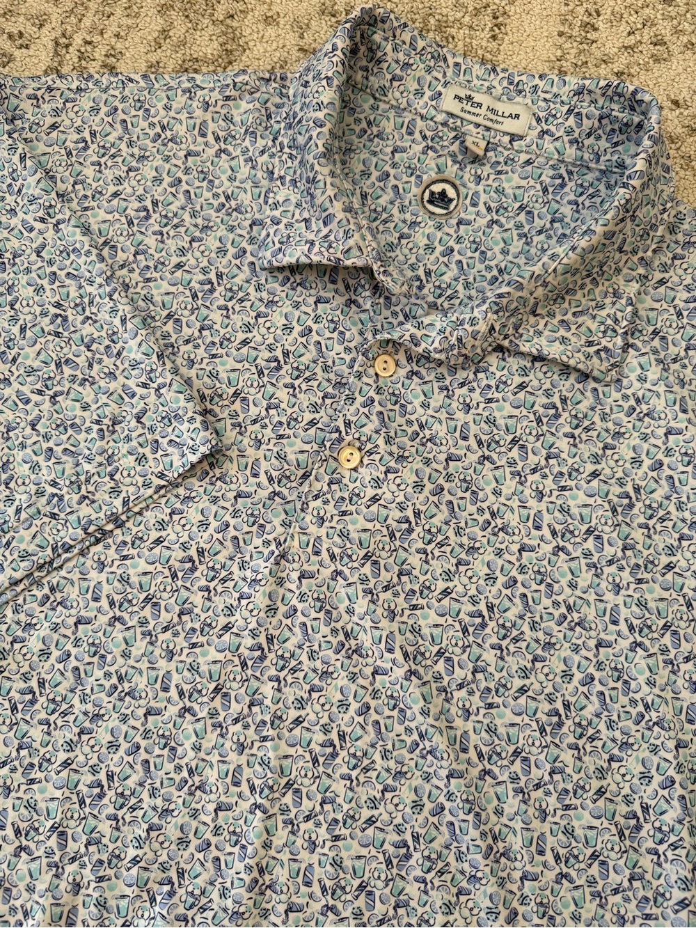 Peter Millar Summer Comfort Print Polo Sz XL